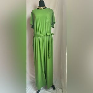 New York and Company green women’s tie short sleeve jumpsuit